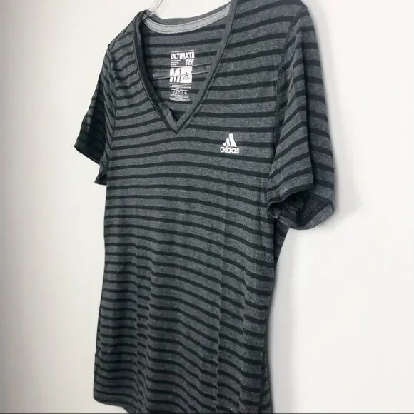 ADIDAS | Climalite Striped V-Neck Short Sleeve Tee - Picture 4 of 7